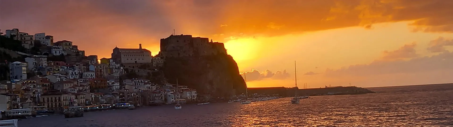 Calabrian coastline with purple flowers